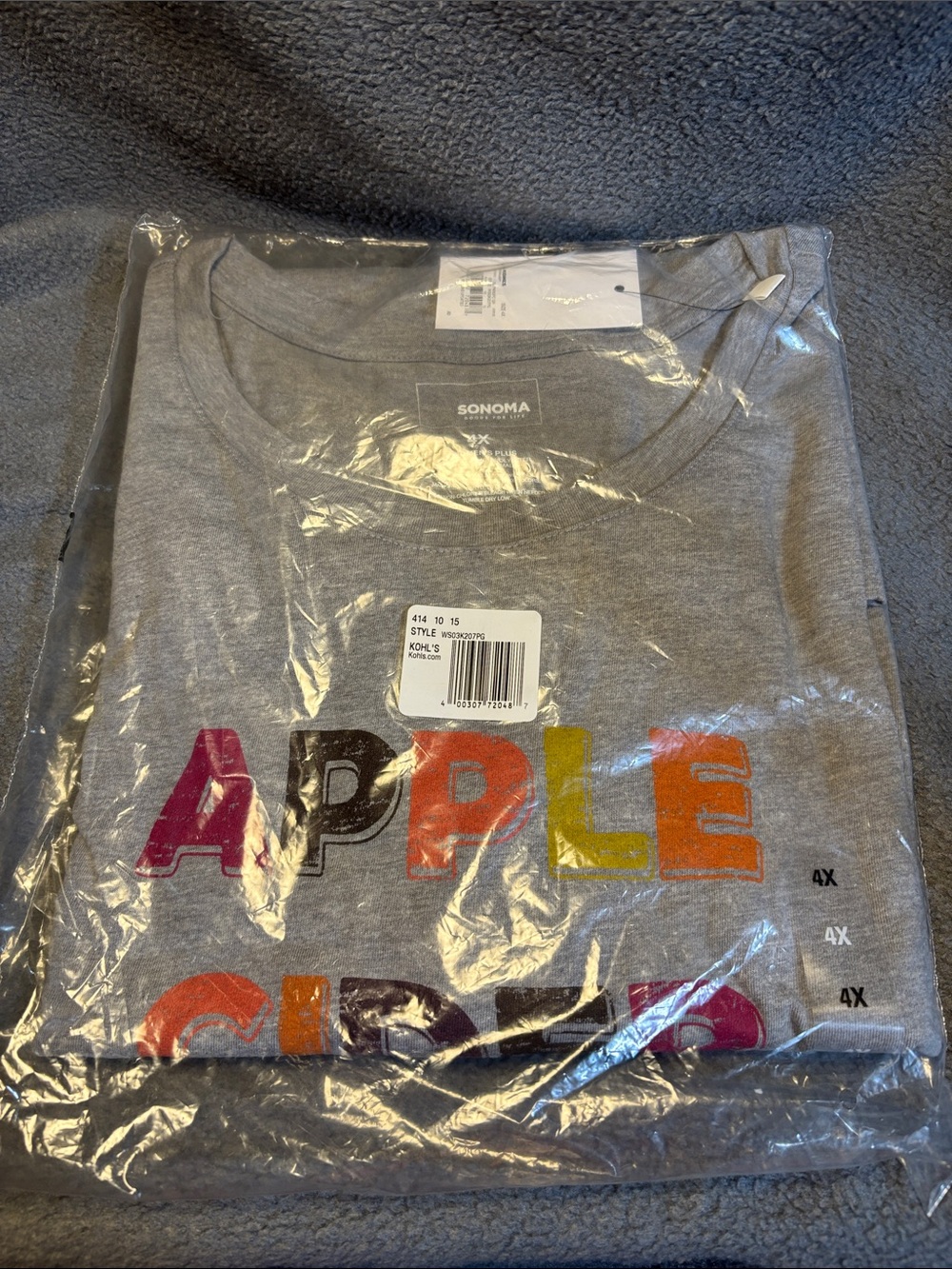 Sonoma Gray T-Shirt with Multicolor Apple Cider Spice Graphic